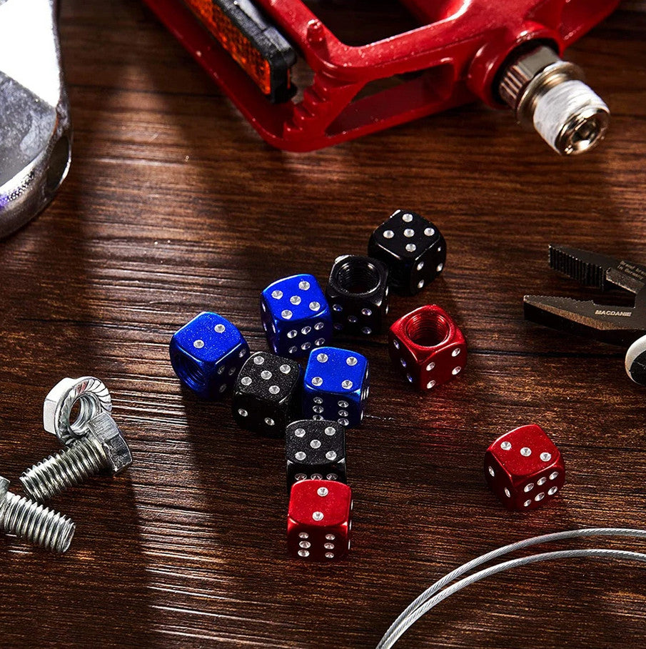 4-piece car tire valve cover rod air dust cover dice silver for Mitsubishi
