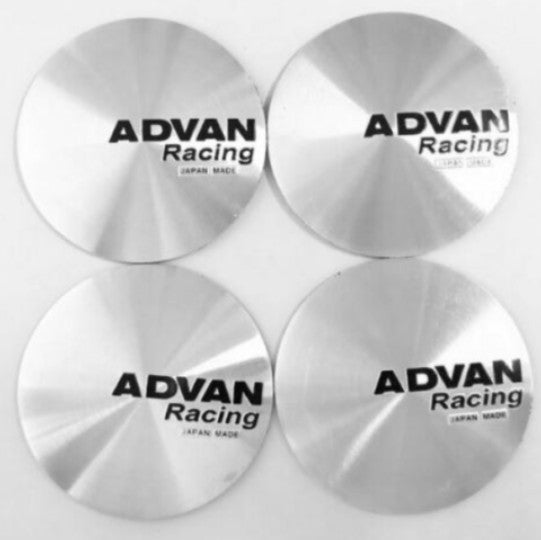 4-Piece Pack 45mm Silver Advan Racing Wheel Center Stickers, Wheel Rim Stickers - New Arrival