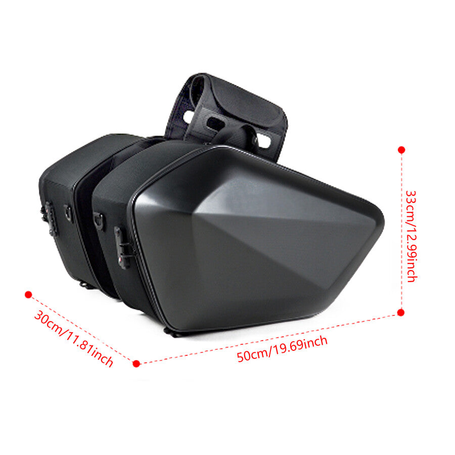 2¡Á30L Motorcycle Dual Saddle Bag Helmet Storage Hard Shell Side Pockets with Rain Cover