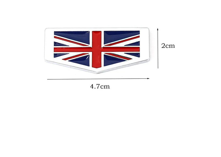 Car side fender rear badge sticker black metal England flag for mini