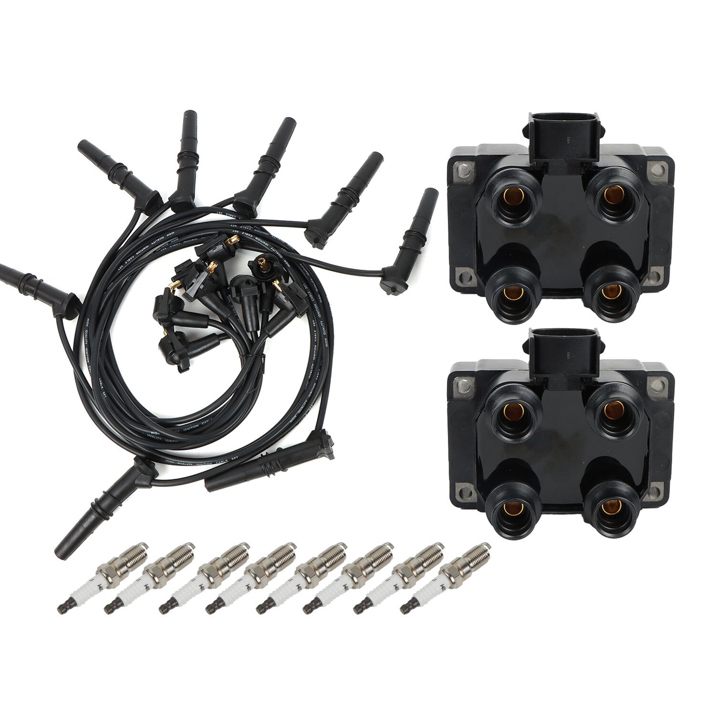 Ignition Coil Spark Plugs +Wires for Ford Ranger F150 for Lincoln for Mercury V8 FD487