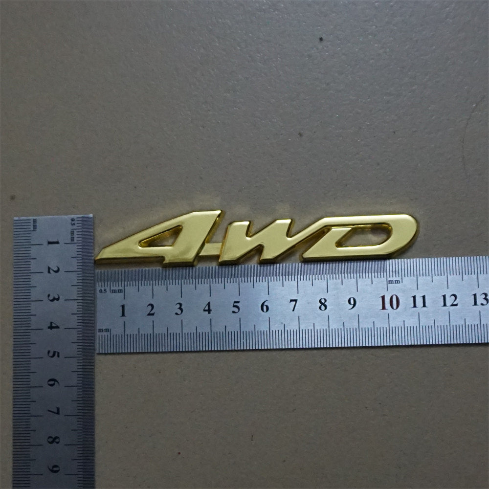 2x High Golden Chrome 4WD Metal Sticker Badge Emblem Decal Sports Motor Tailgate