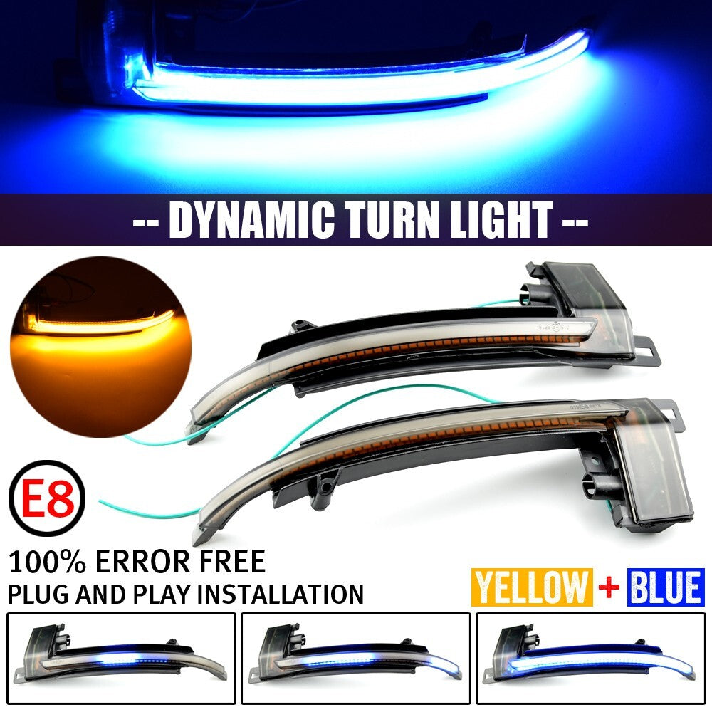 2pcs LED Dynamic Side Mirror Turn Signal Light Assembly Blue for Audi A3 B8 A4