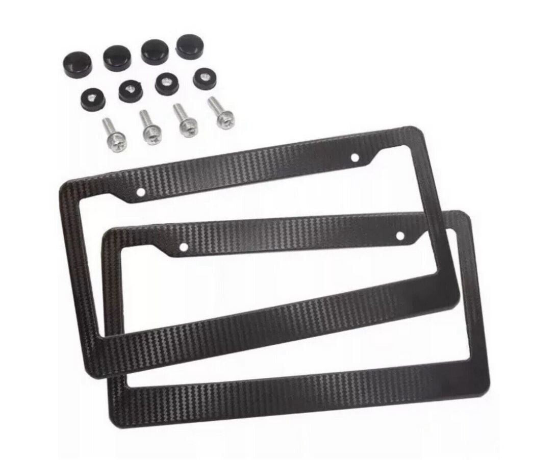 Car license plate frame cover hood trunk black carbon exterior for Dodge