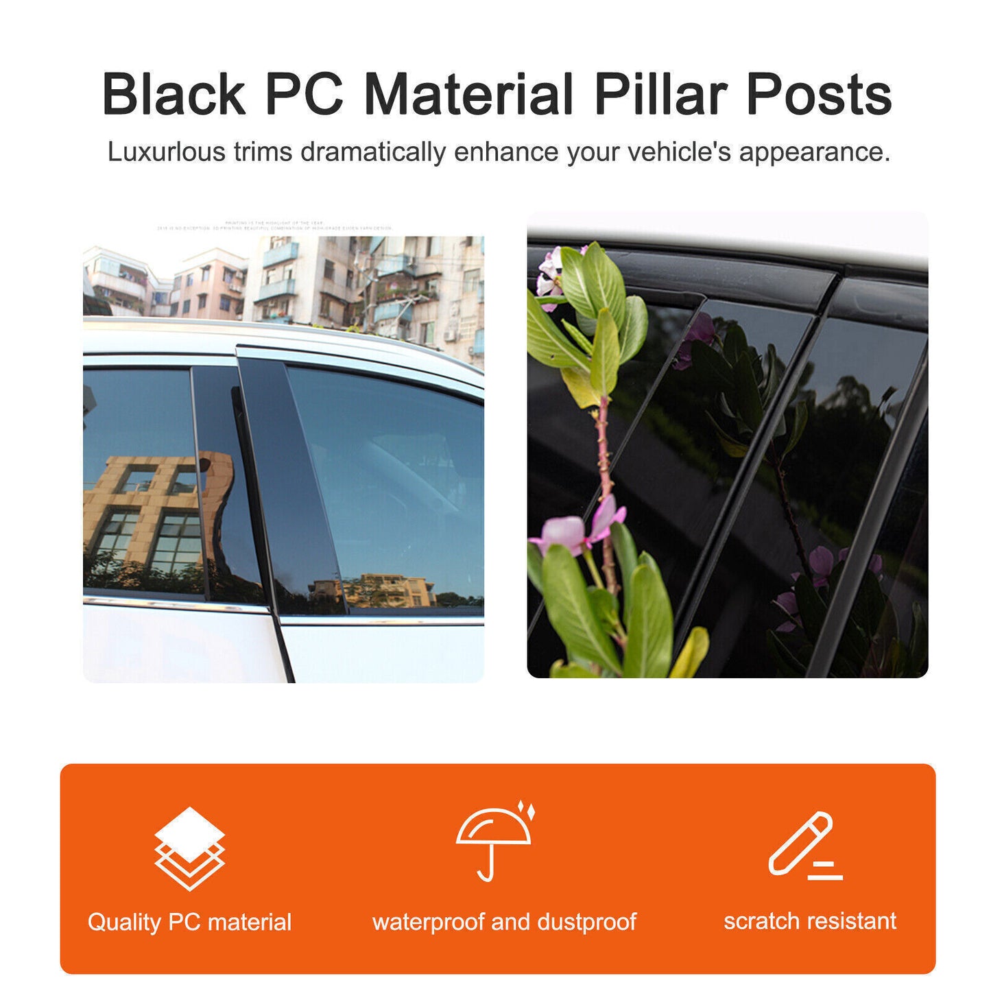Piano Black Pillar Post Door Window Molding Strip Trim for Hyundai Azera 2018-21
