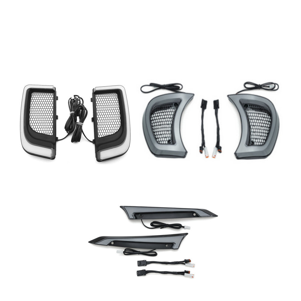 Headlight Vent Windshield Trim Lower LED Light for Harley Road Glide 15-up
