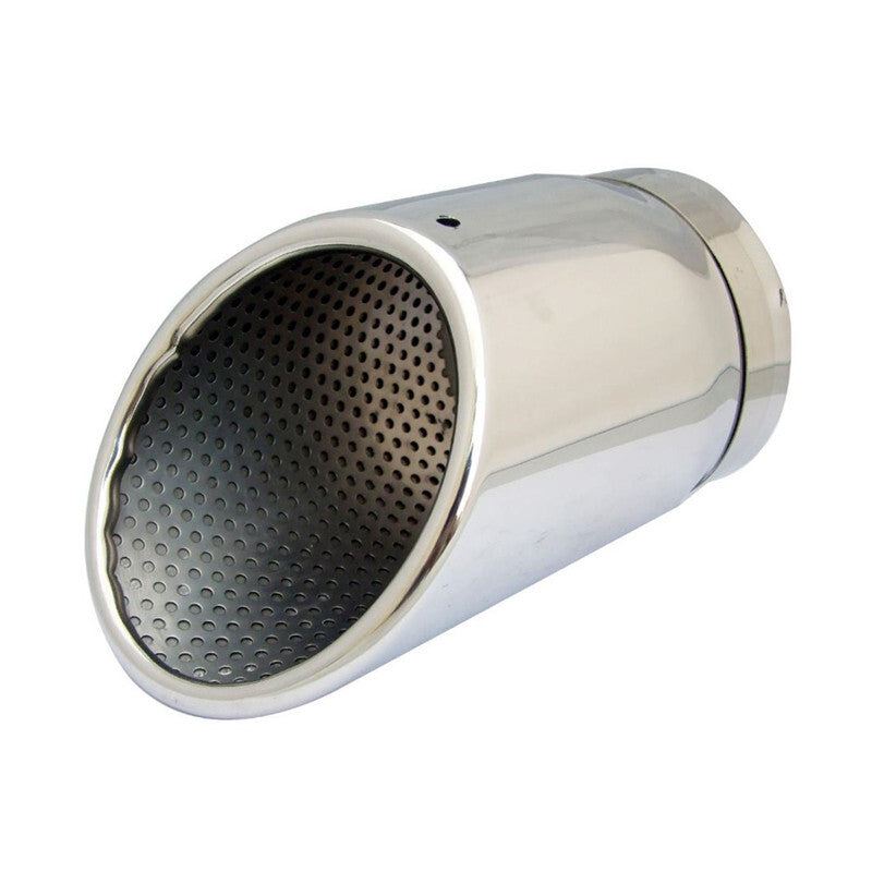 1x Car Chrome Silver 87mm Mufflers Rear Tail Exhause Pipe Steel Exhaust Tip Tube