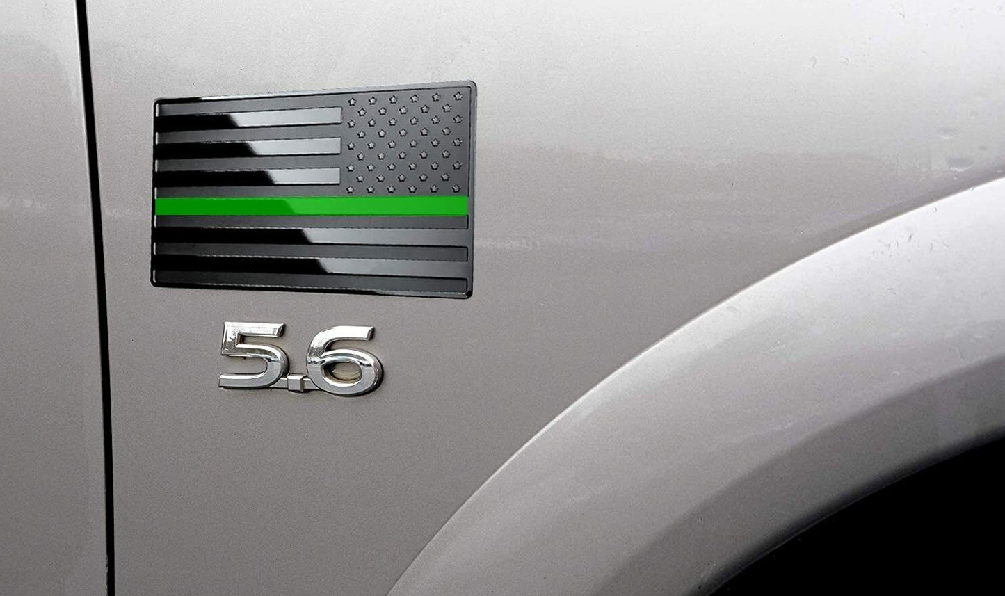 2-piece car side fender rear trunk badge American flag black and green for Cadillac