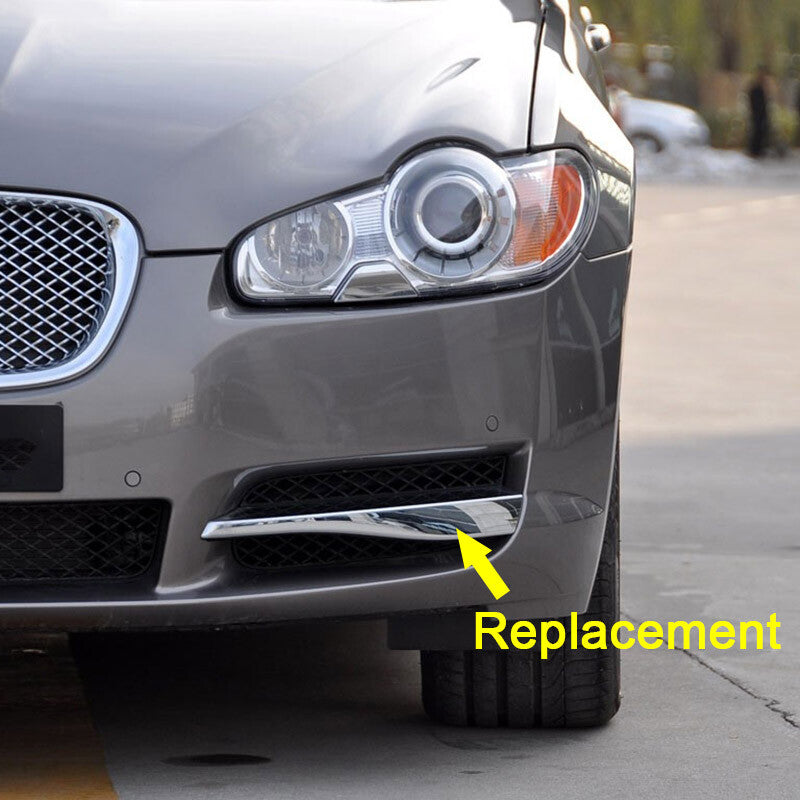 A pair of black insert caps on the lower side of the front bumper are suitable for the for Jaguar XF 2009 - 2011