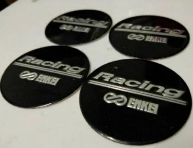 4-Piece Pack 45mm Black Enkei Racing Wheel Center Stickers, Wheel Rim Stickers - New Arrival