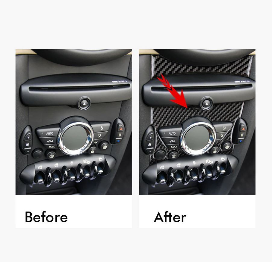 Car trim center control blade cover sticker carbon fiber for R55 R56 R57