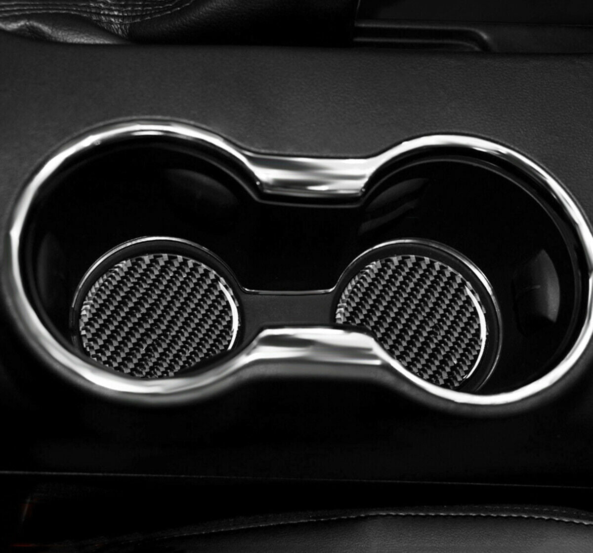 for ford for Mustang 2015-2022 Beverage Holder Coasters, Waterproof, Carbon Fiber