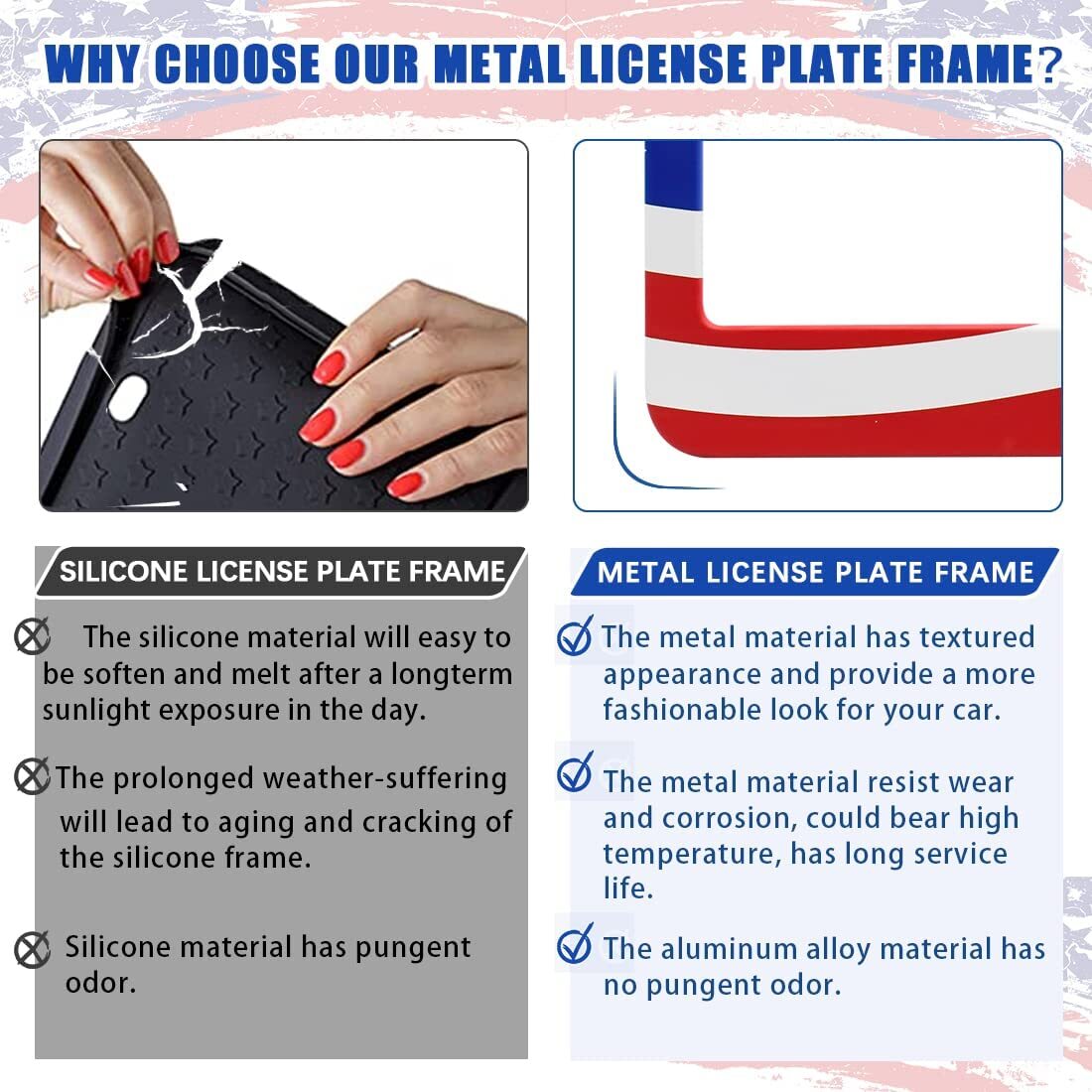 2PCS for ford F150 F250 F350 US Flag Patriotic Cab License Plate Tag Frame Cover