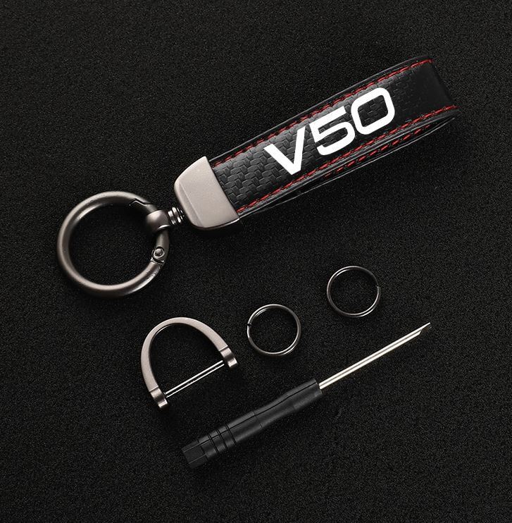 Suitable for V50 car keychains, key rings, key fobs, car accessories, black and red