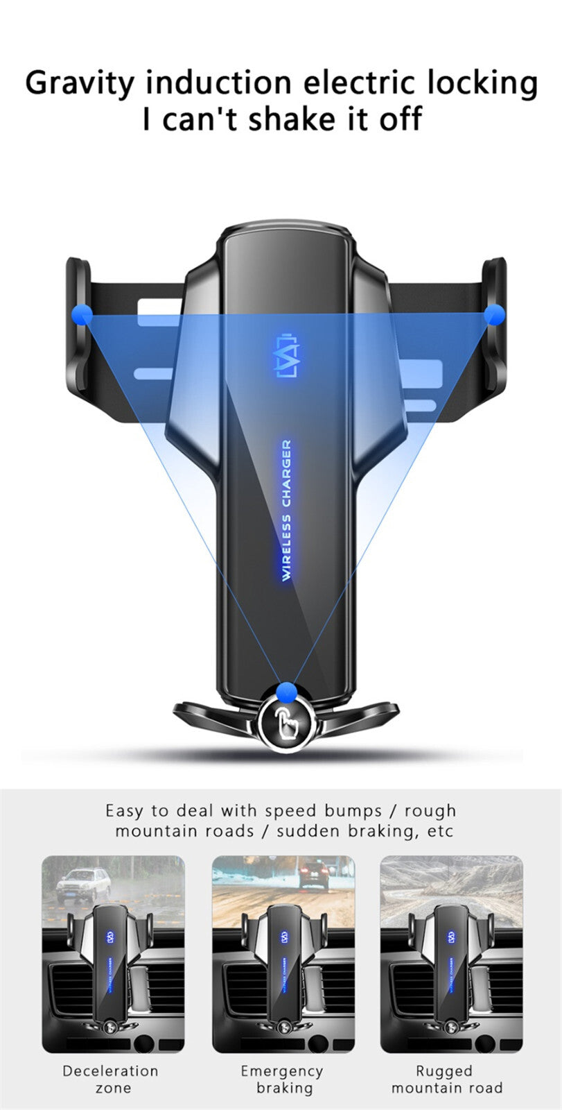 Car Phone Holder Fast Wireless Car Charger Charging Mount Air Vent Stand 15W