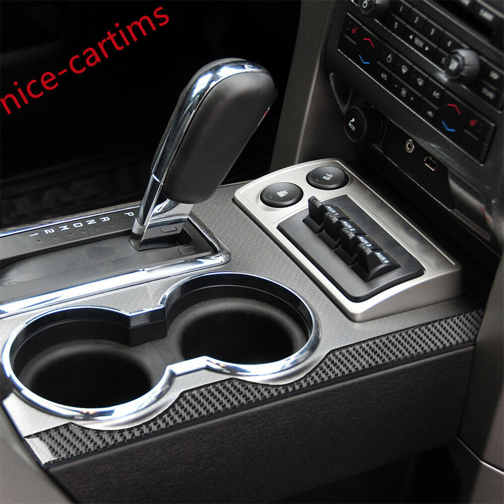 Carbon Fiber Console Gear Shift Side Panel Decorative Trim for Ford F150 2009-14