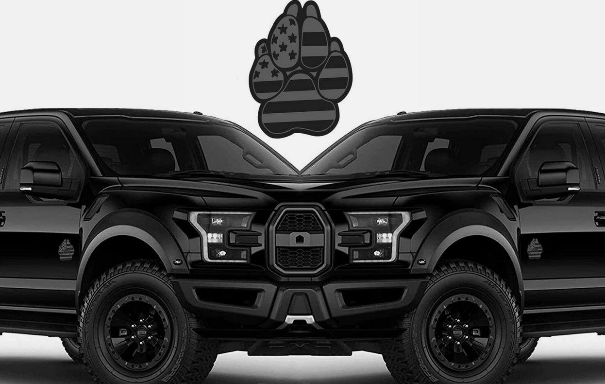 Car side fender rear boot badge decal black magnetic dog paw for ford