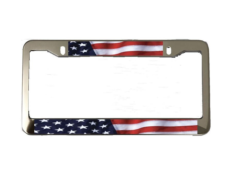 Car license plate frame cover, rear trunk American flag chrome plating, suitable for Chevrolet 1x