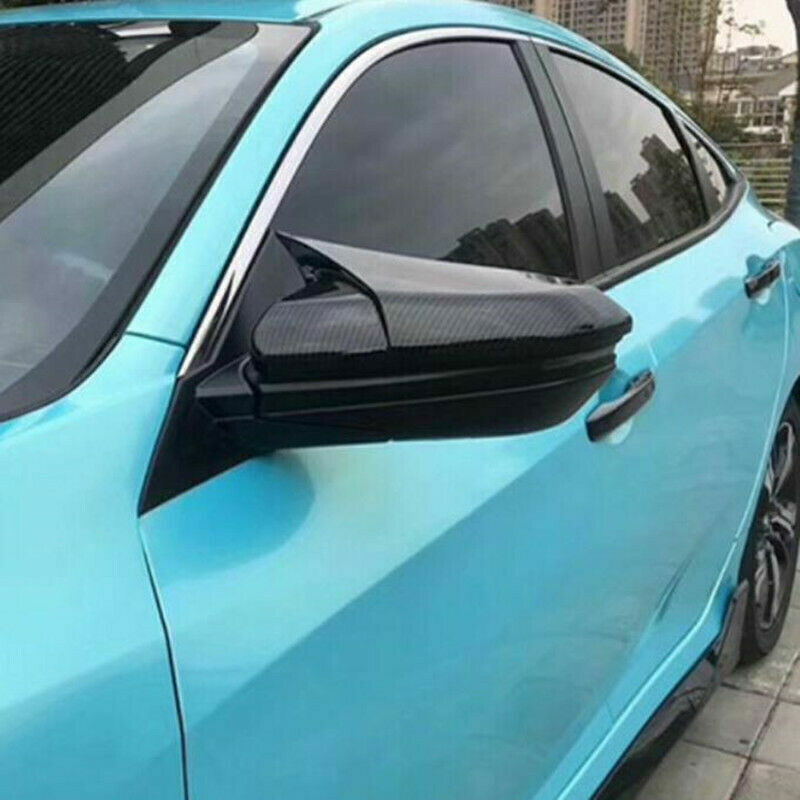 Carbon Fiber Style OX Side Door Rearview Mirror Cover Trim for Honda for Civic 19-21
