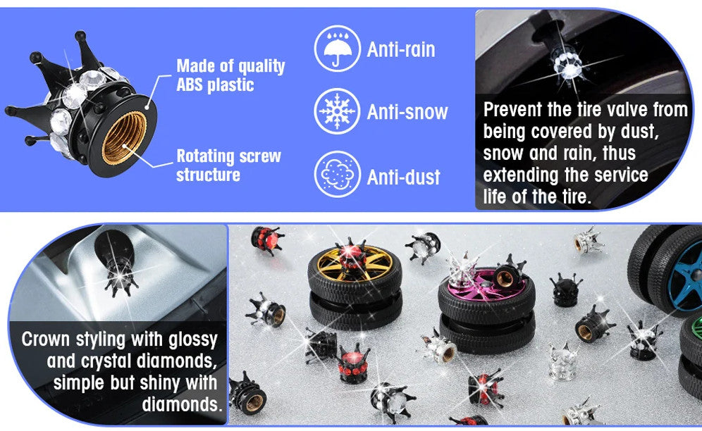 4-Piece Car Tire Valve Cover Stem Air Dust Cover Dustproof Black Bomb for ford