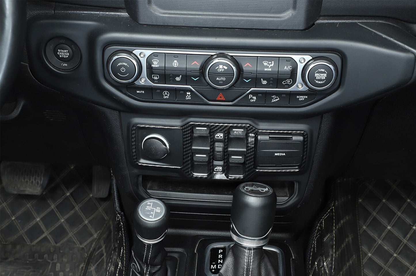 ABS Window Control Switch Panel Trim Carbon Fiber for Jeep for Wrangler JL JT 2018+