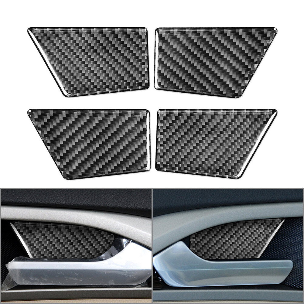 4x Door Handle Bowl Panel Cover Trim Fit for Ford Mondeo 2013-19 Carbon Fiber Black