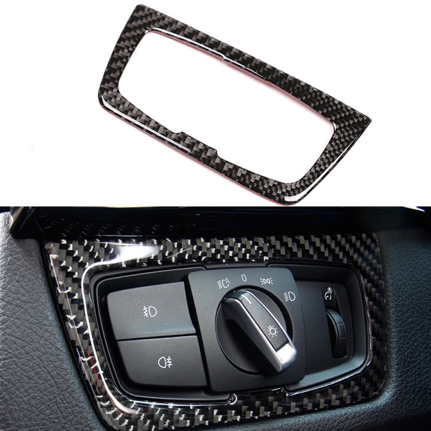 Carbon fiber headlight button cover trim suitable for BMW 3 Series F30 F34 2013-18