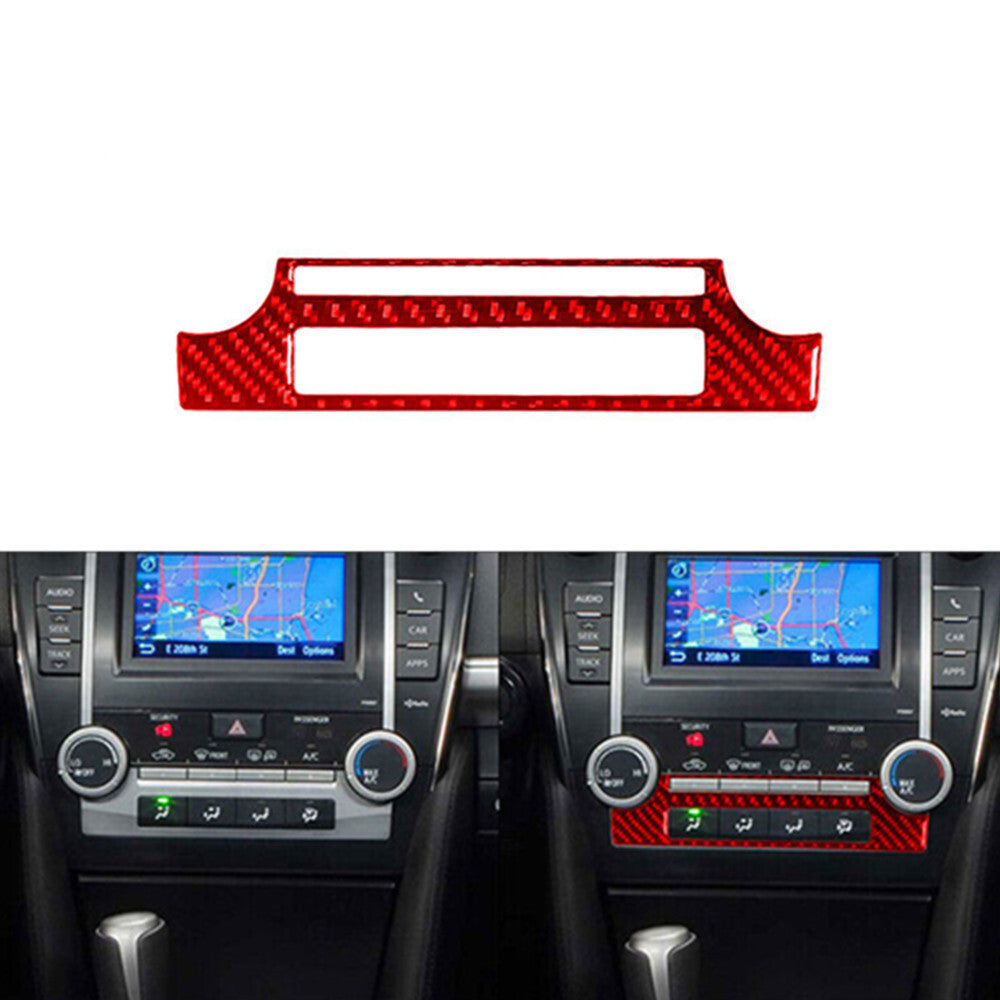 Red Carbon Fiber Console A/C Switch Control Cover Trim for Toyota for Camry 12-14 A
