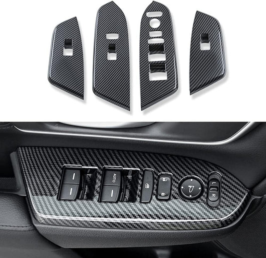 4X for 2017-2022 for Honda CRV Carbon Fiber Car Door Window Control Panel Cover Trim