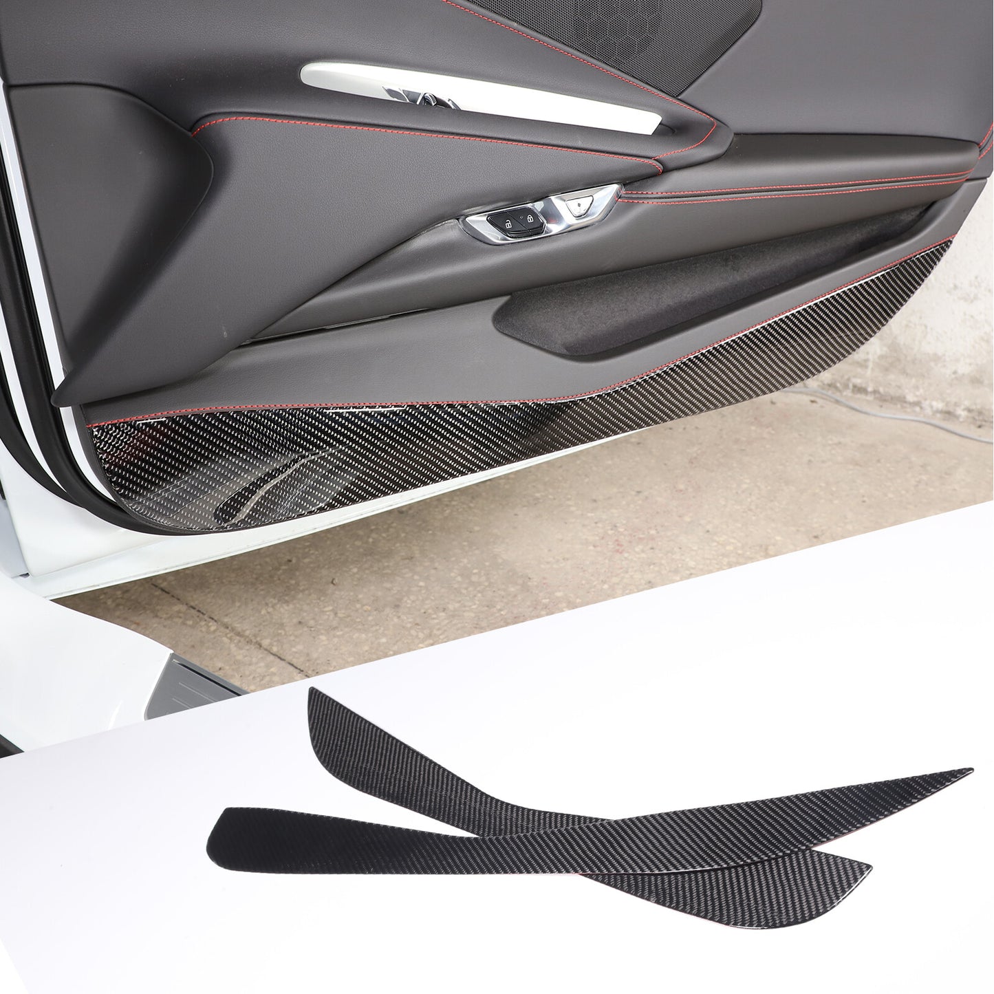 Car Door Anti Kick Panel Cover for Corvette C8 2020-2024 Real Carbon Fiber
