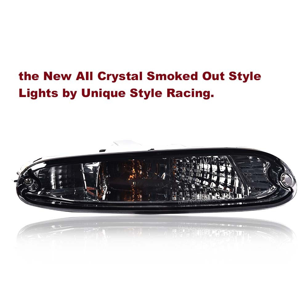 Smoke front bumper signal lights (pair with bulbs) suitable for 1990-1997 MX-5 Miata, USA.