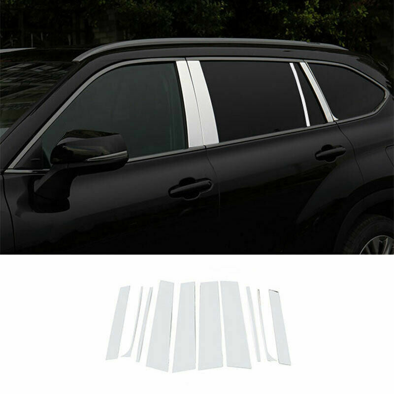 Chrome Pillar Posts for Toyota Highlander 2020-2023 10pc Set Door Trim Cover Kit