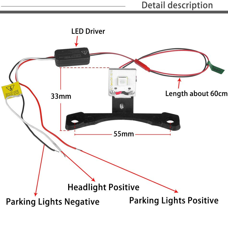 2x Devil Eyes Demon Evil Eye LED DRL For Projector Lens Headlight Retrofit Red