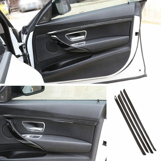 for BMW 3 4 Series GT 2014-2018 Carbon Fiber Look Inner Door Panel Strip Trim 4P