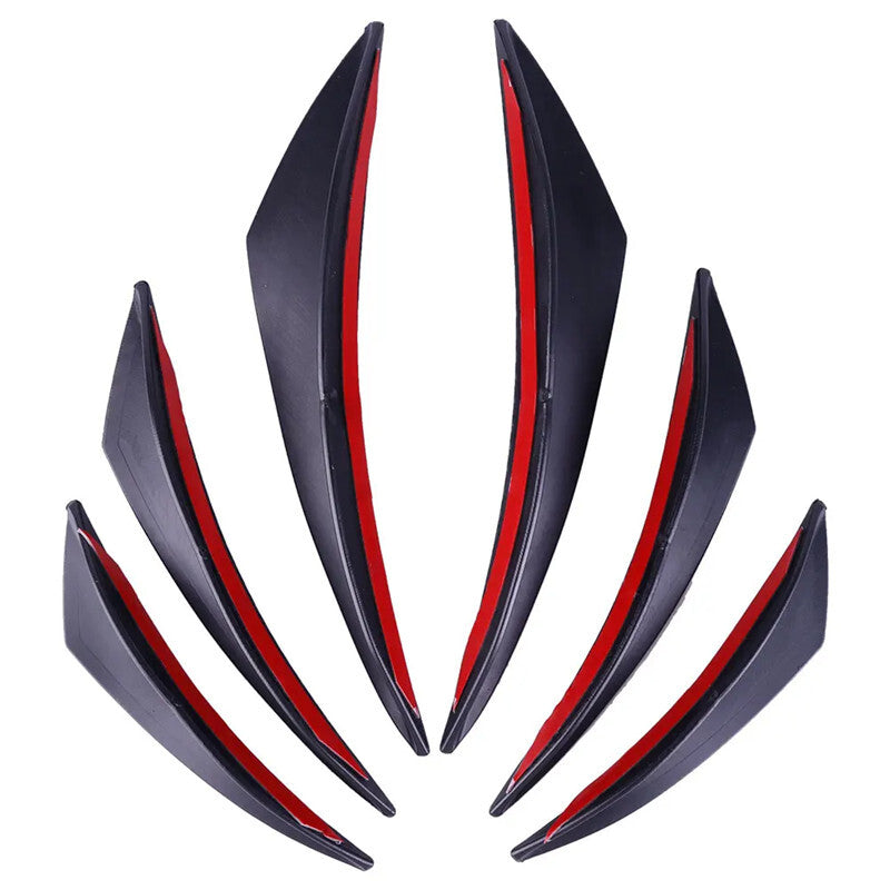 Car Black Front Bumper Lip Diffuser Body Splitter Fins Body Spoiler Chin Pad Kit