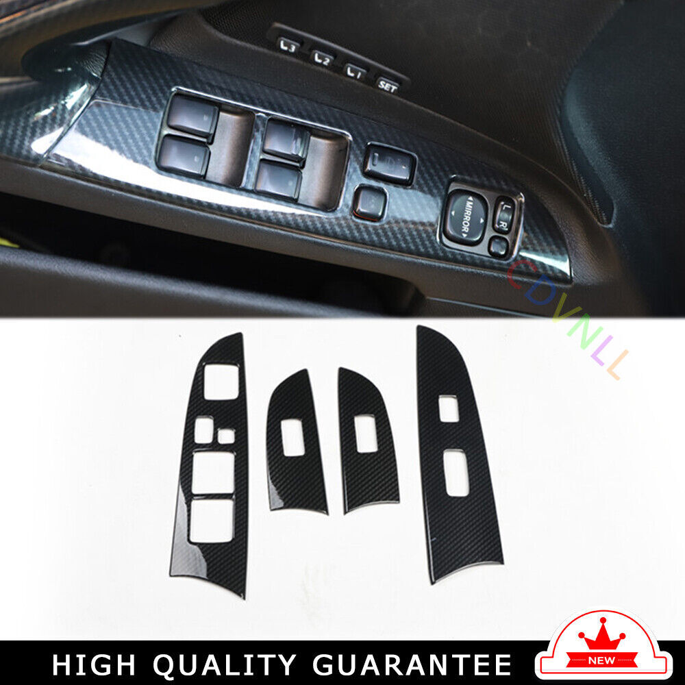 Glass Window Lifting Lock Panel Trim 4PCS for Lexus IS 06-11 Black Carbon Fiber