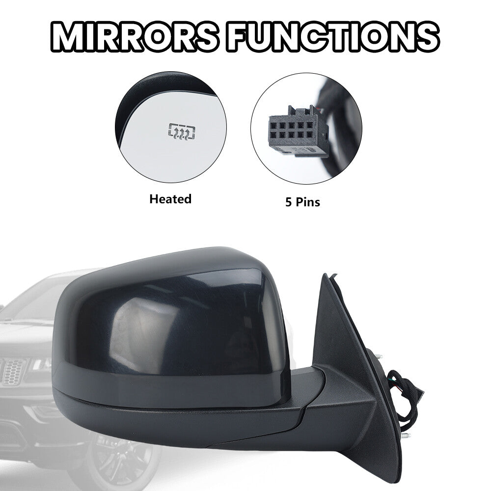 for Jeep Grand Cherokee 2011-2021 Right Exterior Mirror Mirror Heated Black