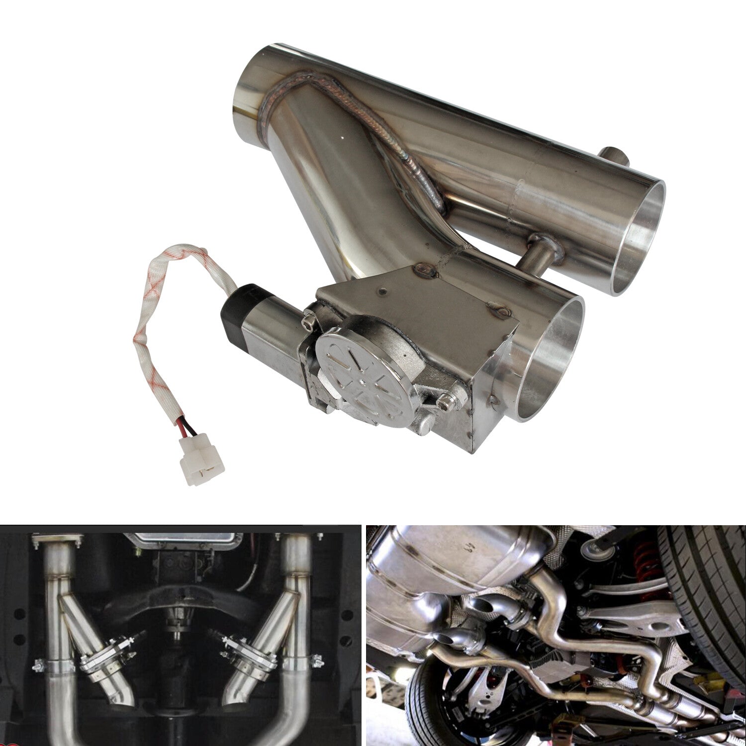 Universal SS 304 3 Electric Exhaust Valve Downpipe Catback Dual-Valve Remote