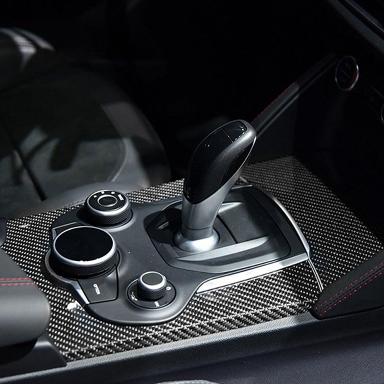 Carbon Fiber Center Console Cup Holder Panel Cover for Alfa Romeo Giulia 2017-19