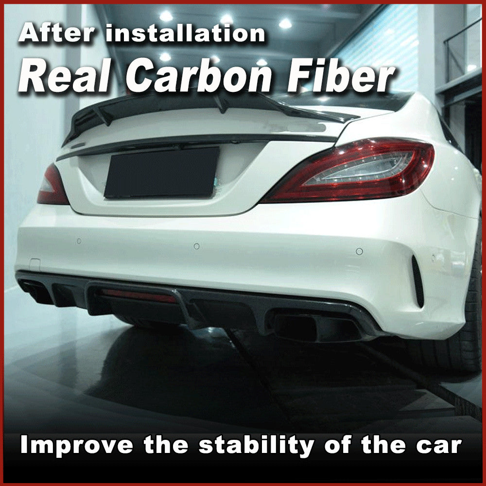 for Benz W218 CLS550 CLS63 2012-18 REAL Carbon Rear Bumper Diffuser Spoiler