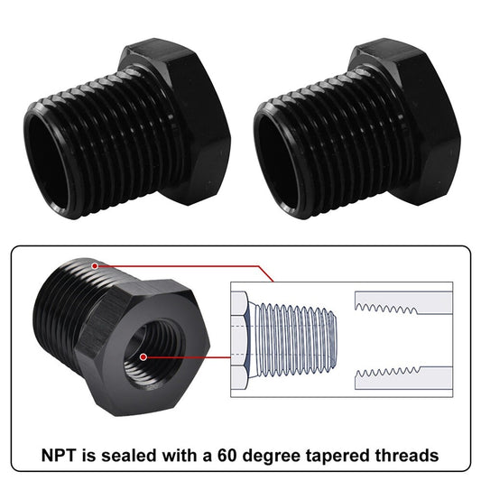 2PCS 3/8 Male x 1/4 Female NPT Thread Reducer Hex Bushing Pipe Fitting Alloy