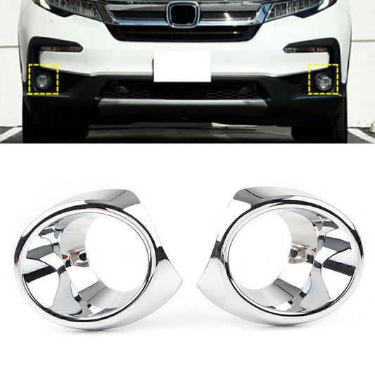 2X Chrome Front Fog Lamp Light Cover Trim Decor ABS for Honda Pilot 2019 2020