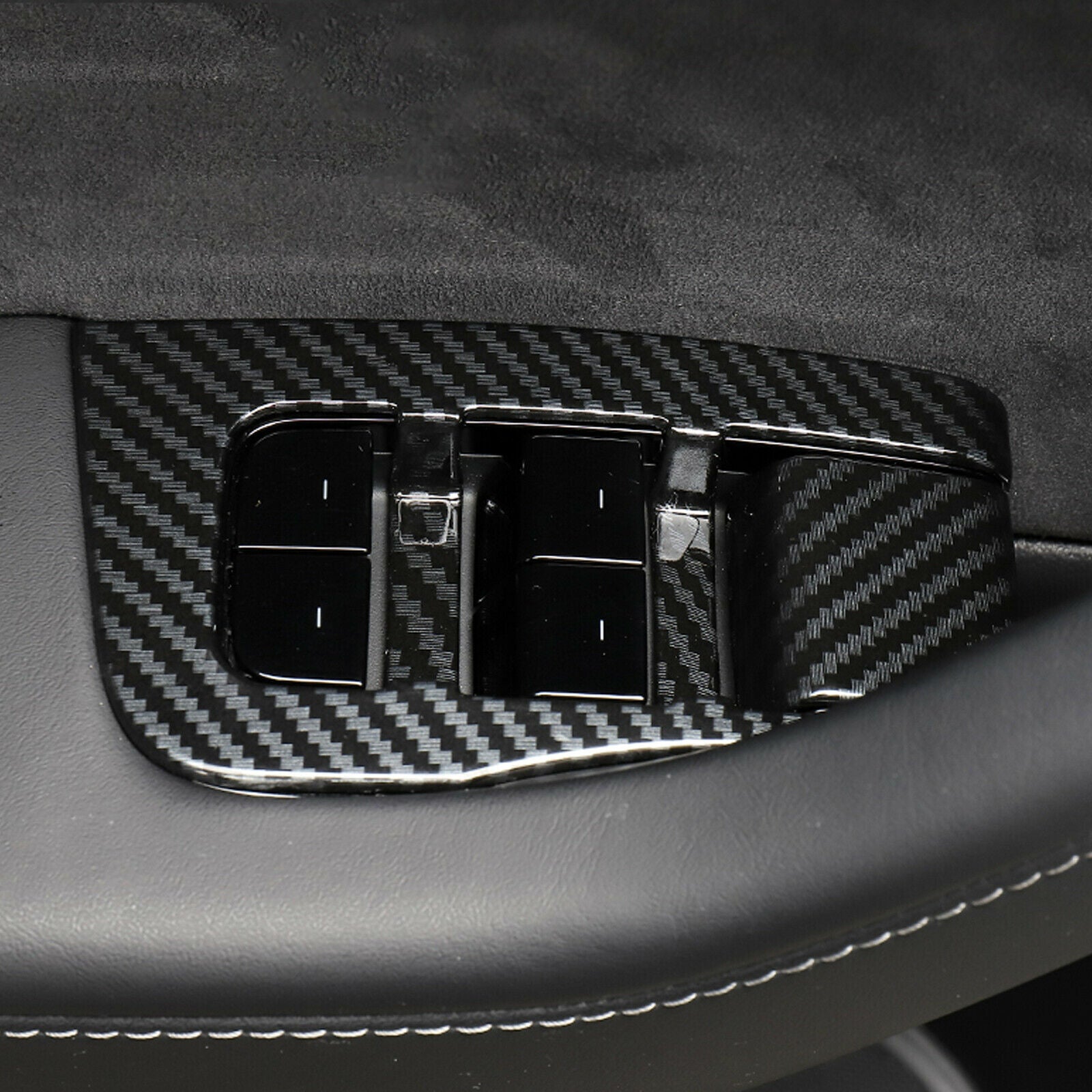 Carbon Fiber Window Switch Lift Button Frame Trim 6X for Tesla Model 3 2017-2023