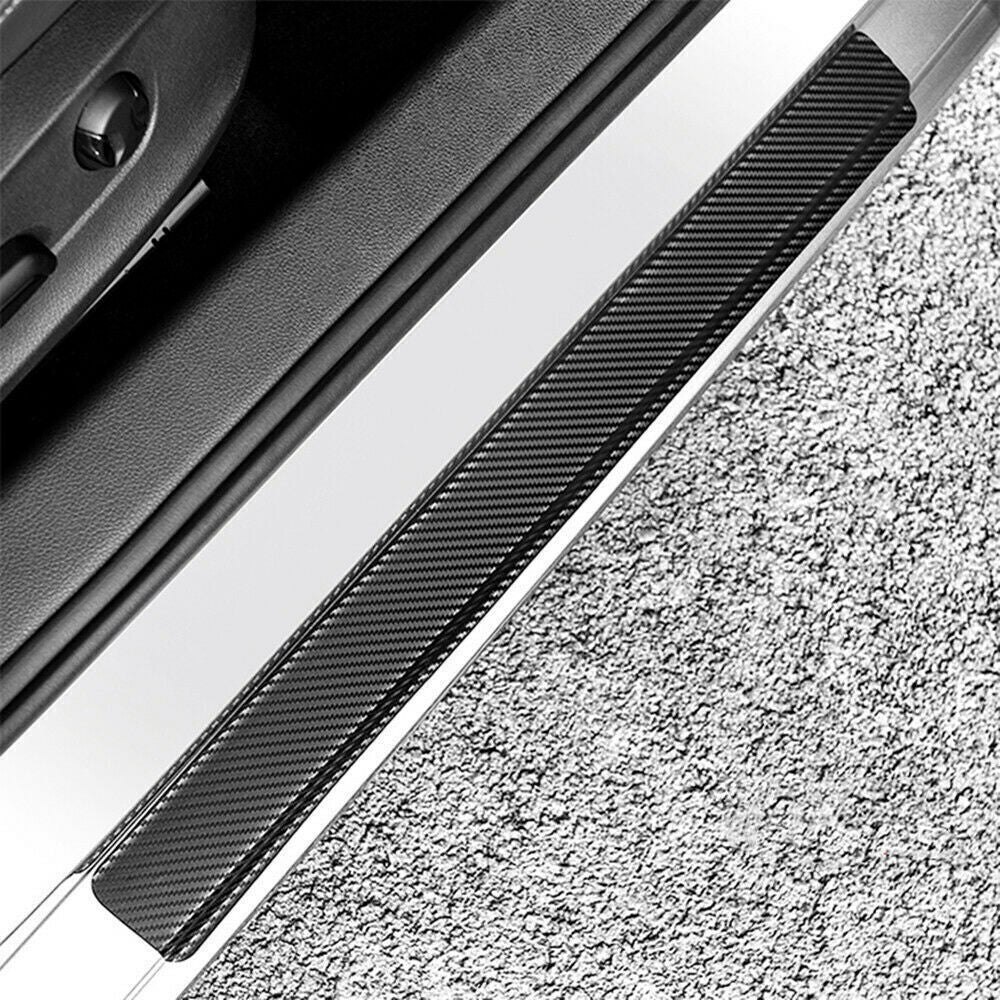 4x carbon fiber car door plate sill scuff cover anti-scratch sticker