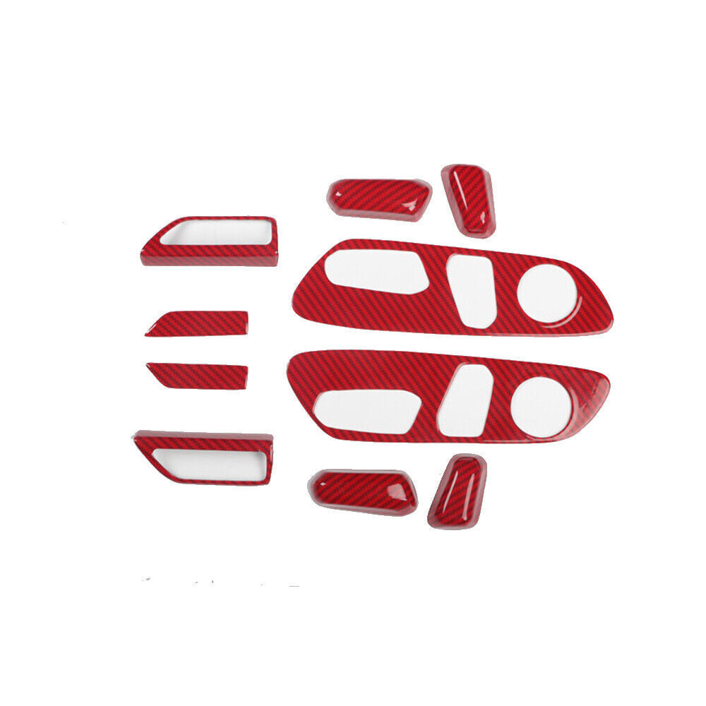 Car Interior Decoration Full Set Trim 10PCS for Lexus for ES 18-21 Red Carbon Fiber