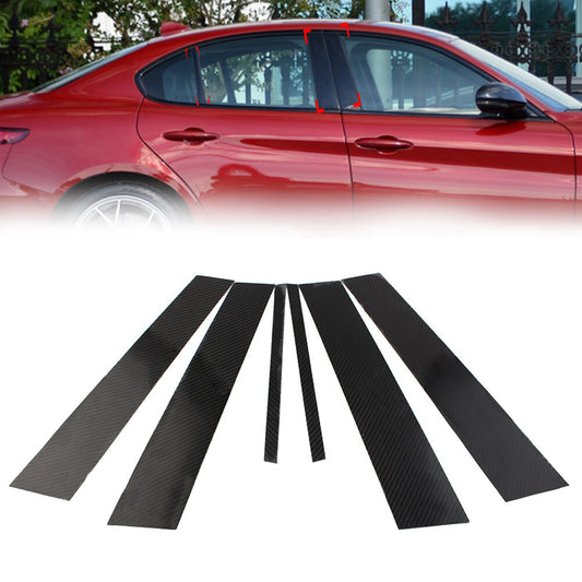 6x Car Exterior Door Window B Pillar Post Cover Trim for Alfa Romeo Giulia 17-21