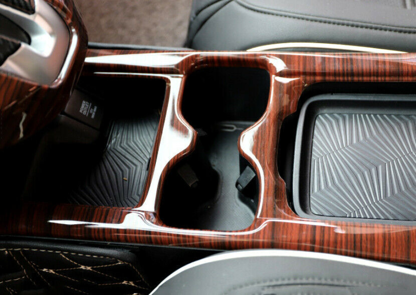 Middle Console Drinking Glass Trim for Honda CRV CR-V 2017-2022 Red Wood Grain
