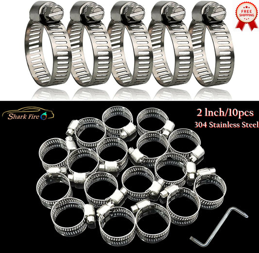 2-inch stainless steel adjustable range worm gear hose clamp for fuel line clamps