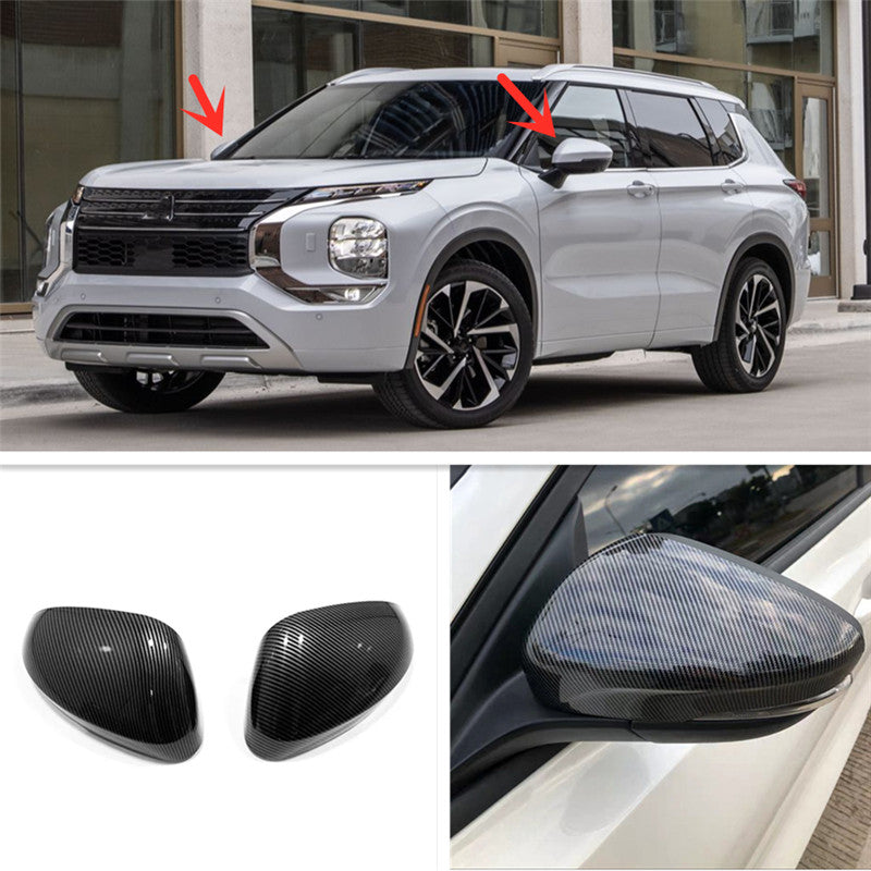 Carbon Fiber Exterior Side Mirror Cover Trims for Mitsubishi Outlander 2022-2023