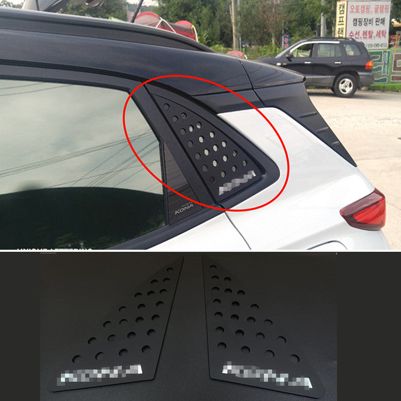 for Hyundai Kona 2018-2023 black Rear Window Quarter Louver decor Cover Trim